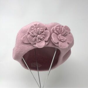 I Am 2 Pack Floral Wool Knit Beret, Women's OS - Pink